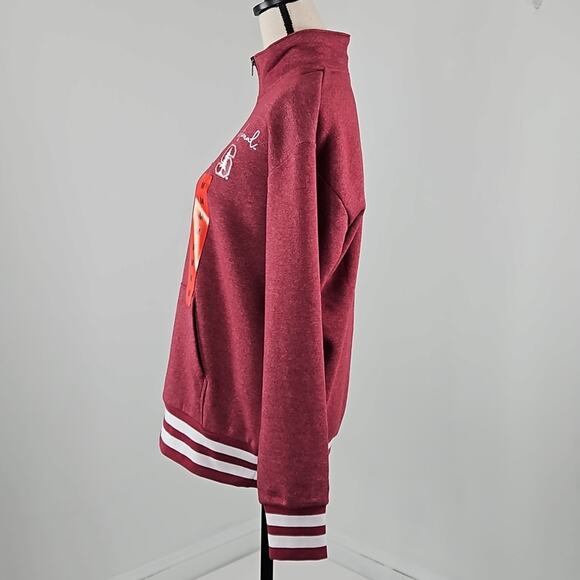 Champion x Stanford University Quater Zip Pullover Red Sweatshirt | Women's M - Picture 4 of 14